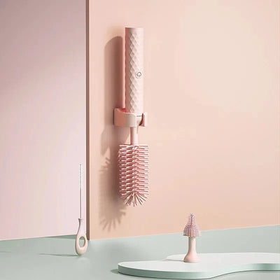 3 Stuks Reinigingsborstel Elektrische Flessenborstel Waterdicht 360 Graden Roterende Lange Steel Siliconen Stro Fopspeen Reinigingsborstel Bay